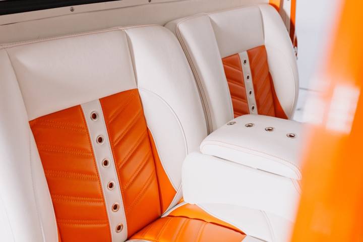 White and orange interior in the 1956 F-100