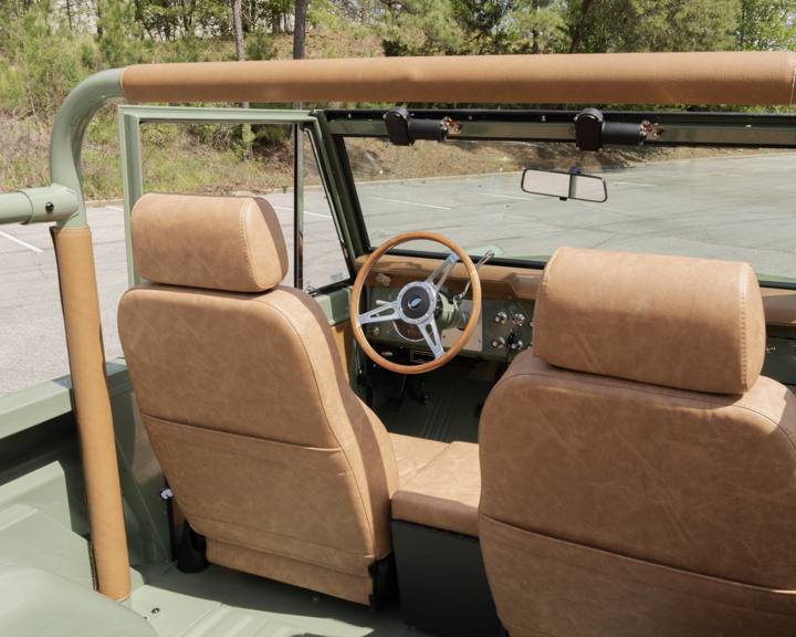 Camel leather seats and roll bar in the 1967 Bronco