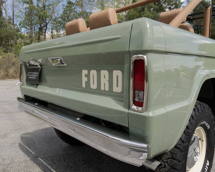 Rear of the 1967 Bronco with FORD tailgate lettering