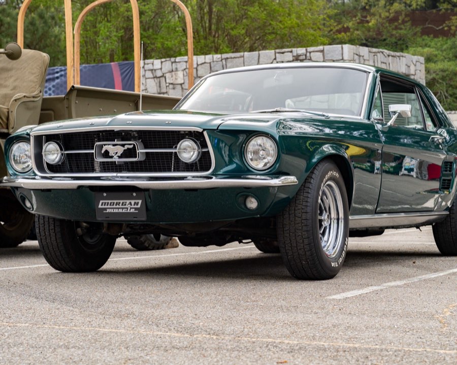 1967 Ford Mustang in metallic green, restored by Morgan Muscle Cars