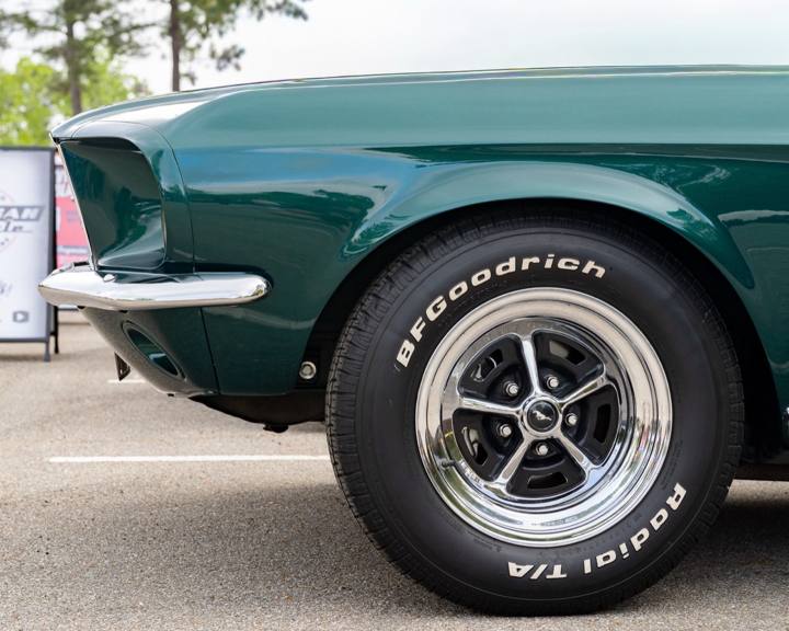 Wheel and BFGoodrich Radial T/A tire on the 1967 Mustang