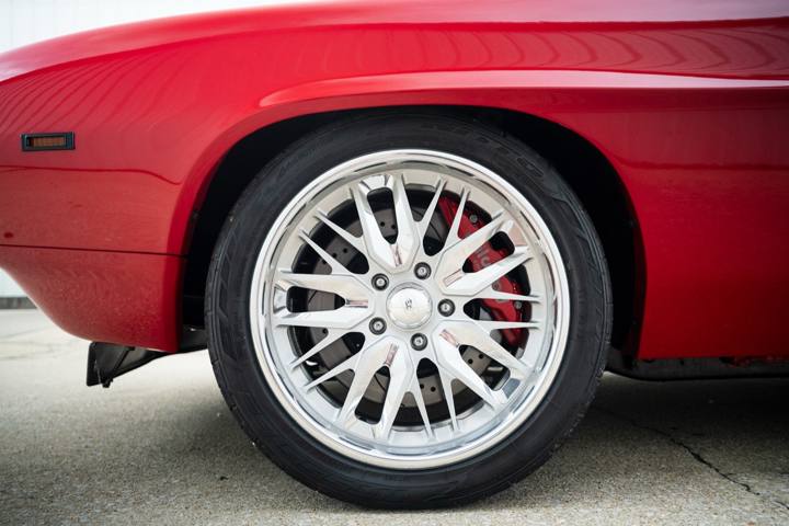 18-inch Boze wheel with a red Wilwood caliper on the 1969 Camaro