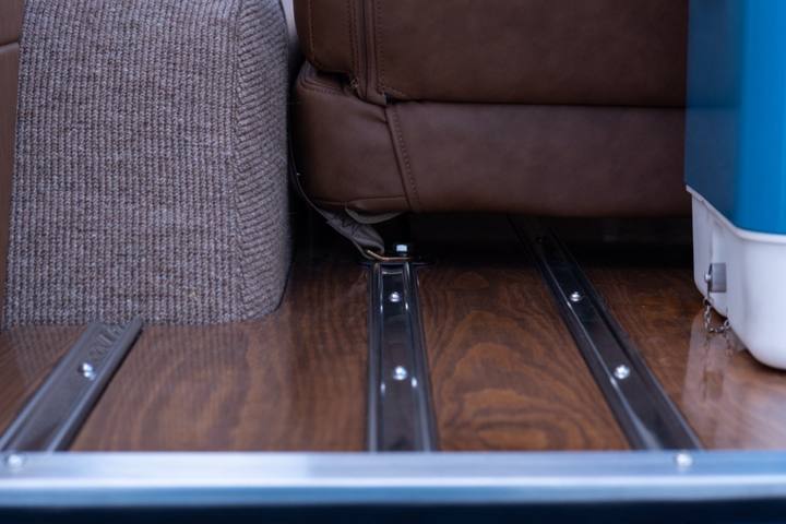Wood cargo floor in the light blue 1972 K5 Blazer