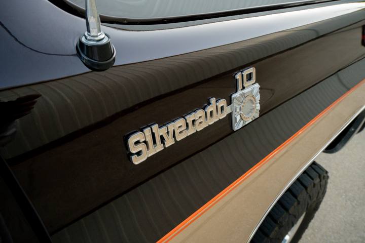 Silverado badge and two-tone paint on the 1978 K10