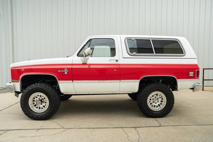 1984 Chevrolet K5 Blazer in Arctic White with Viper Red accents, for sale